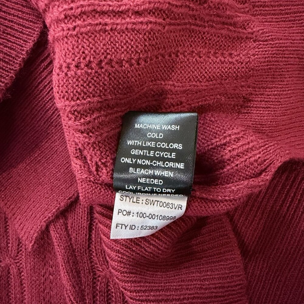 Violets & Roses Pullover Henley Sweater Tunic Top Large Dark Rumba Red Collared - Picture 8 of 10